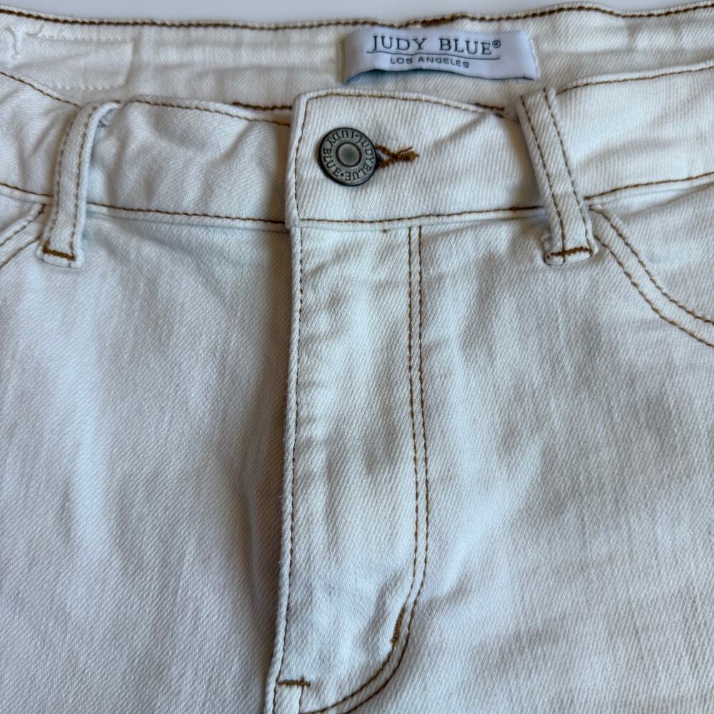 Judy Blue Adventureland Off White Denim Shorts Women's Large - Picture 6 of 14
